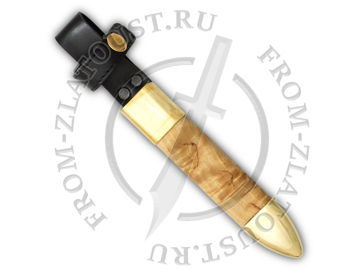 Ножны комбинированные к ножу Финка-2. Латунь, карельская береза